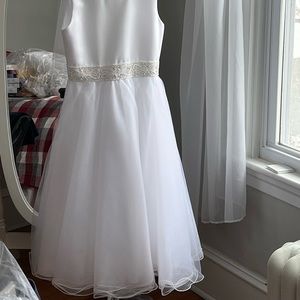 Joan Calabrese First Communion dress with headpiece, veil, mask